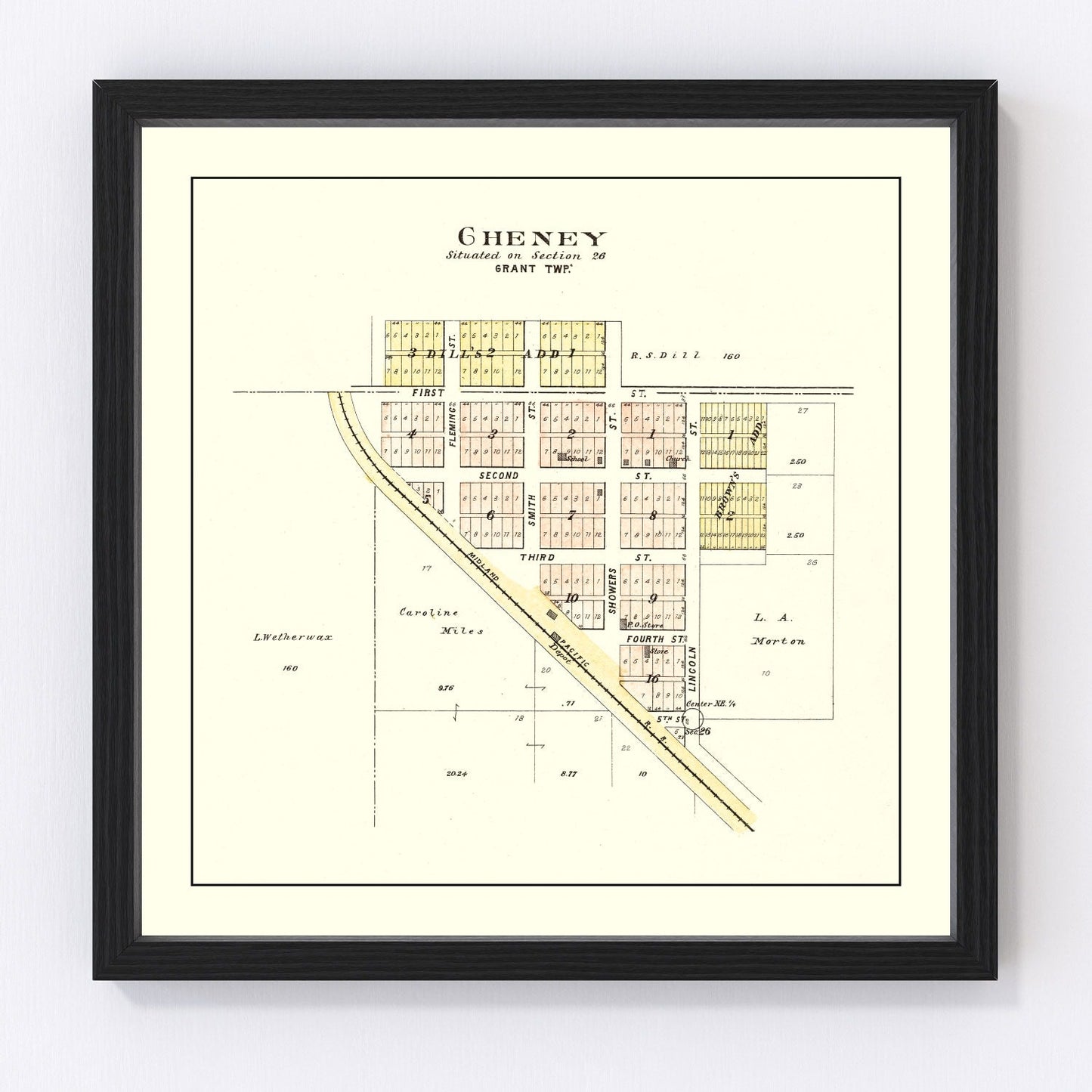 Vintage Map of Cheney, Nebraska 1903 -Not available at Minden location-