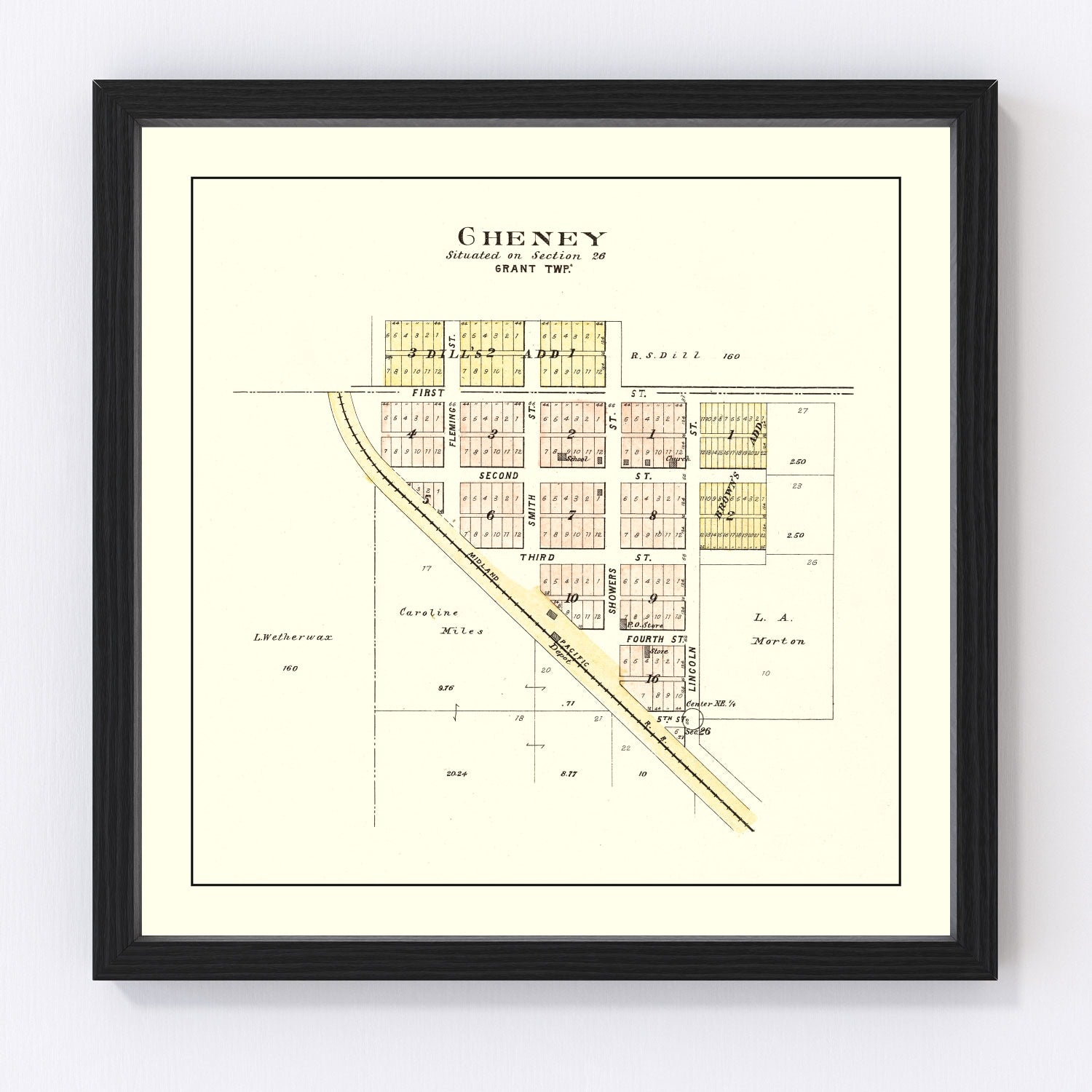 Vintage Map of Cheney, Nebraska 1903 -Not available at Minden location-