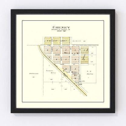 Vintage Map of Cheney, Nebraska 1903 -Not available at Minden location-