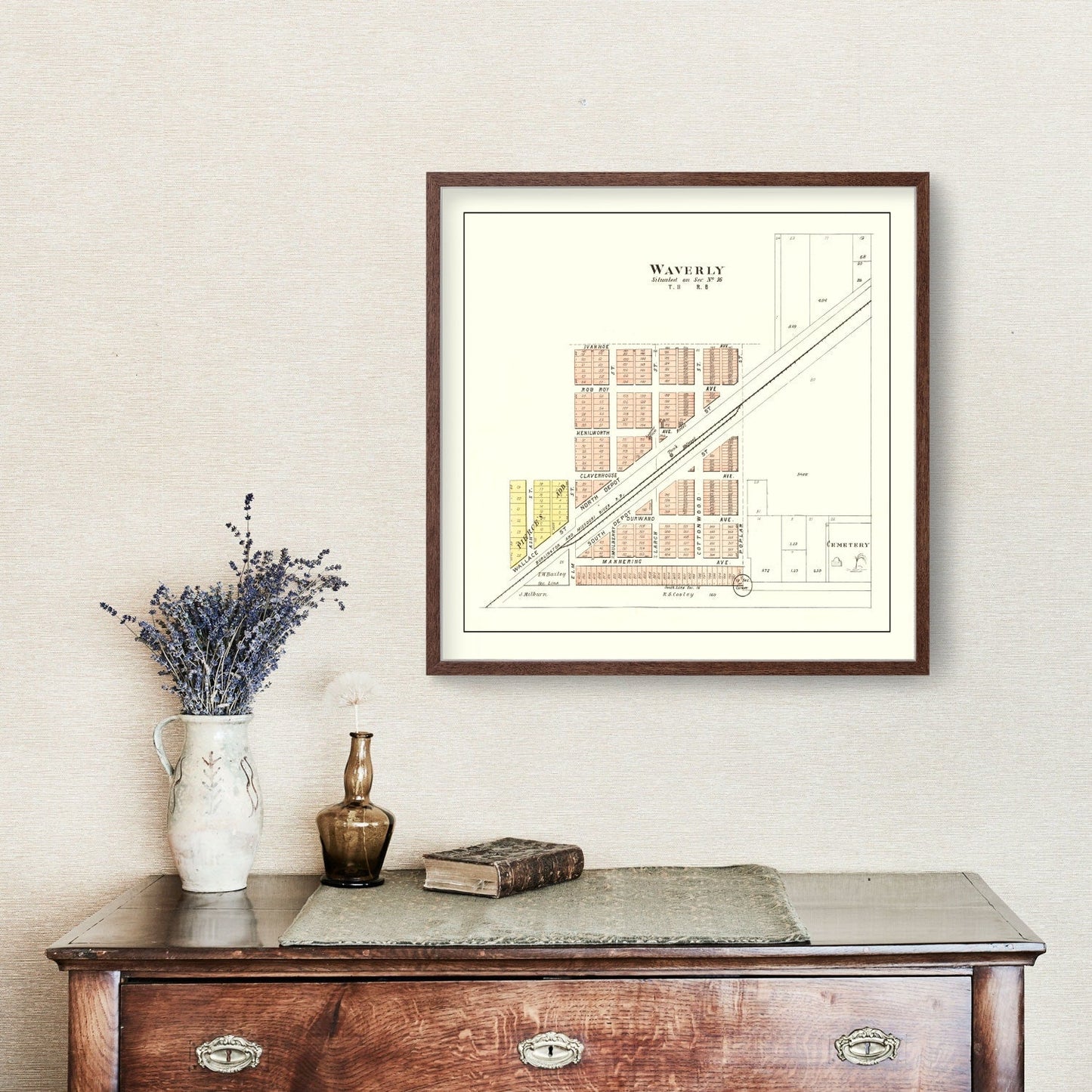 Vintage Map of Waverly, Nebraska 1903 -Not available at Minden location-