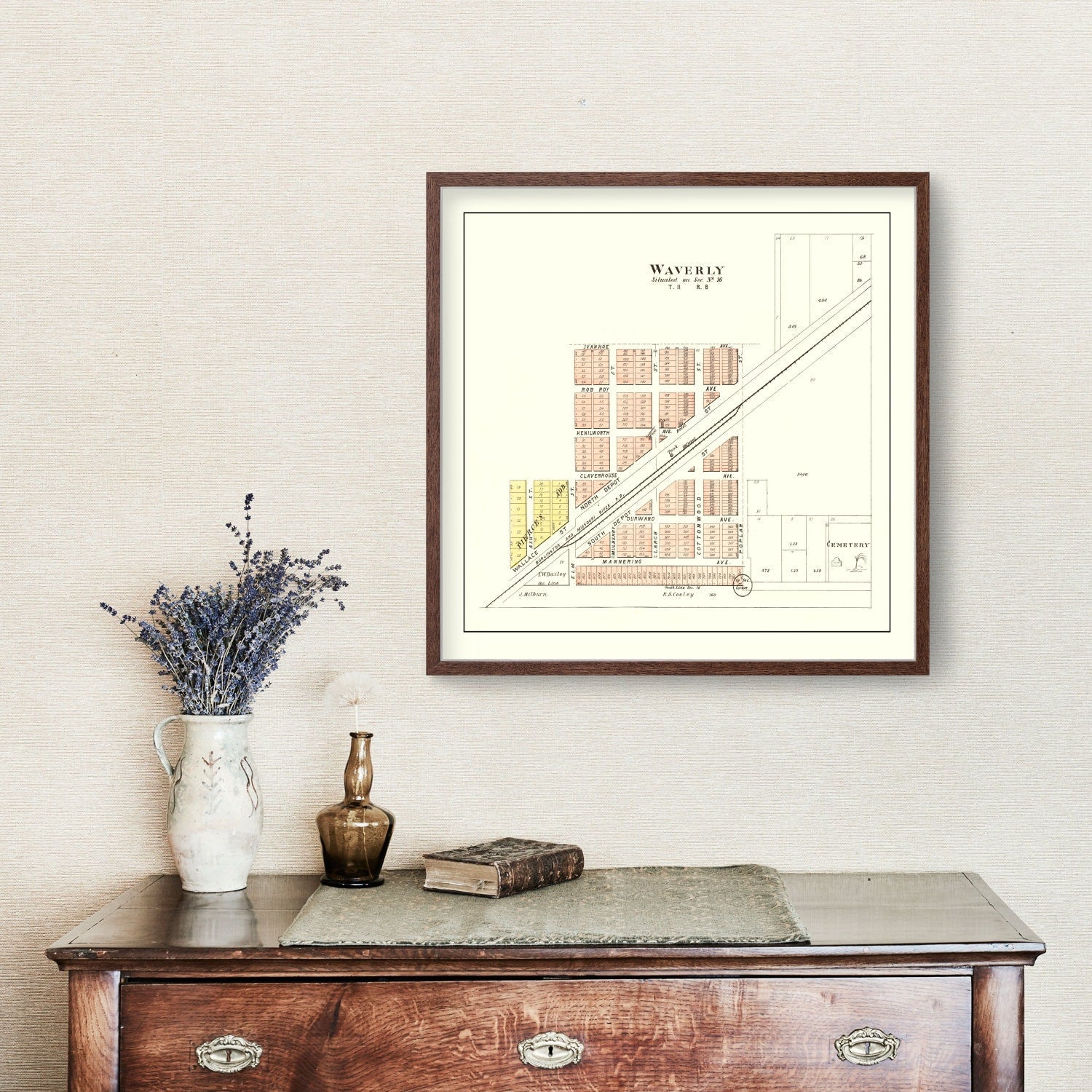 Vintage Map of Waverly, Nebraska 1903 -Not available at Minden location-