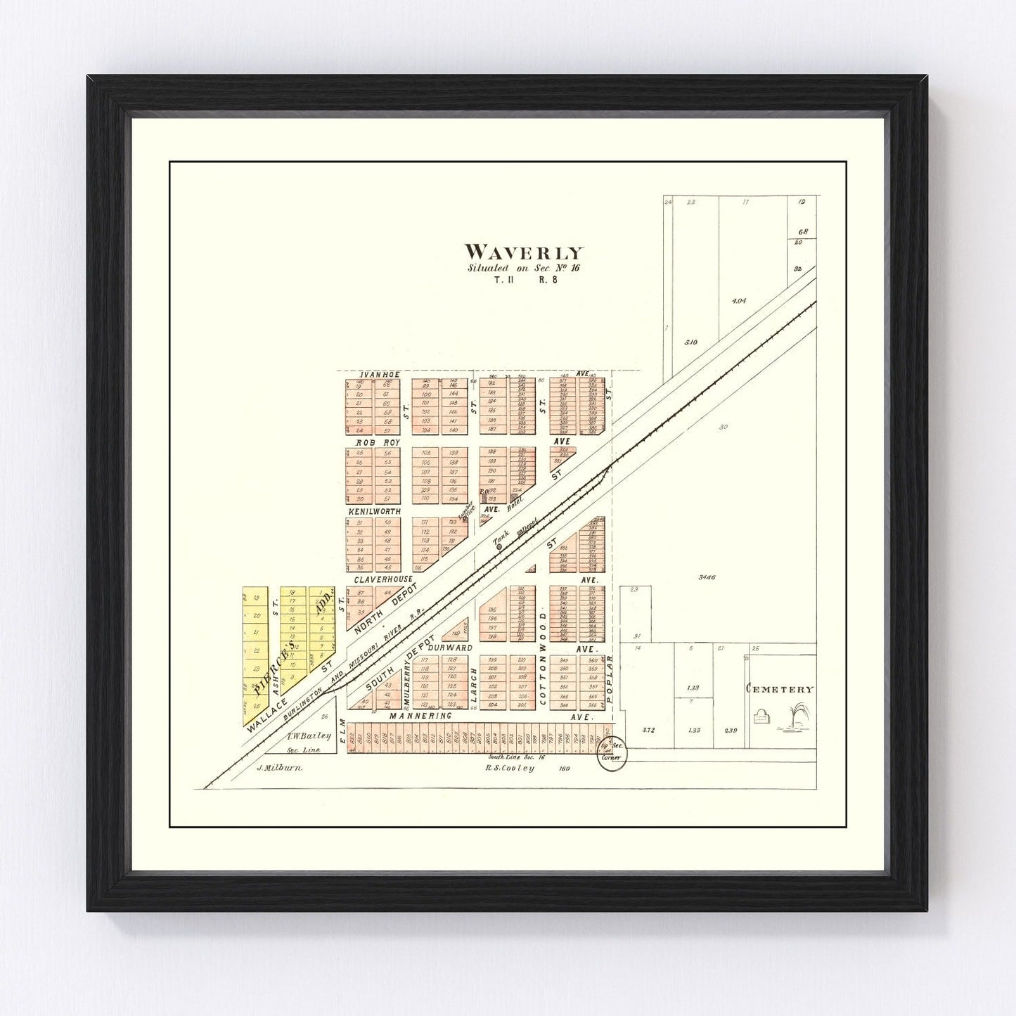 Vintage Map of Waverly, Nebraska 1903 -Not available at Minden location-