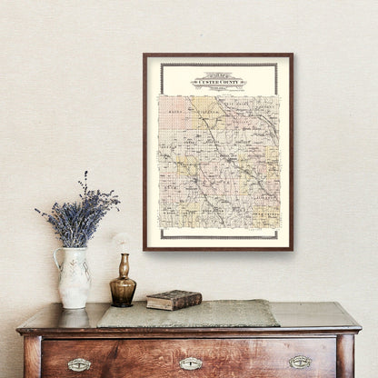 Vintage Map of Custer County, Nebraska 1904 -Not available at Minden location-