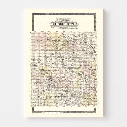 Vintage Map of Custer County, Nebraska 1904 -Not available at Minden location-