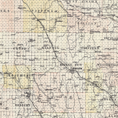 Vintage Map of Custer County, Nebraska 1904 -Not available at Minden location-