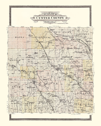 Vintage Map of Custer County, Nebraska 1904 -Not available at Minden location-