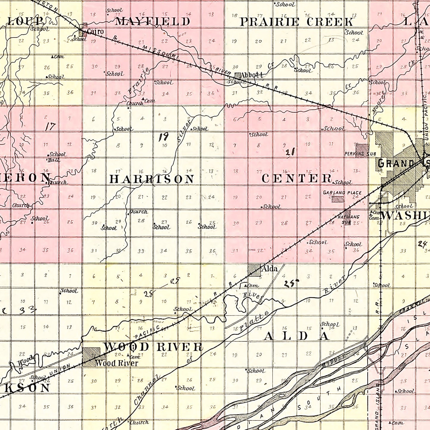 Vintage Map of Hall County, Nebraska 1904 -Not available at Minden location-