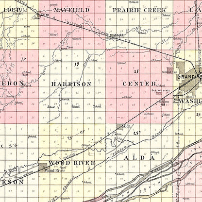 Vintage Map of Hall County, Nebraska 1904 -Not available at Minden location-