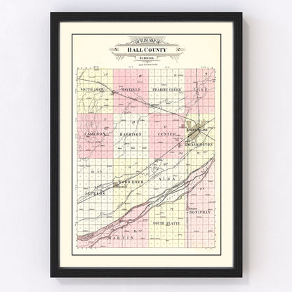 Vintage Map of Hall County, Nebraska 1904 -Not available at Minden location-