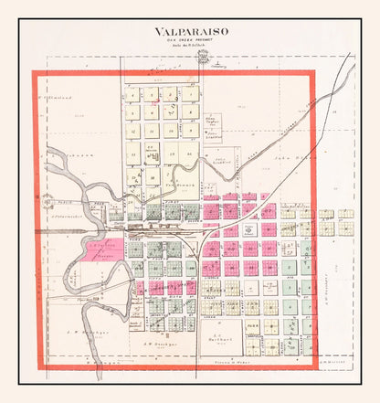Vintage Map of Valparaiso, Nebraska 1907 -Not available at Minden location-