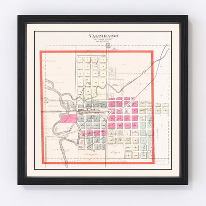 Vintage Map of Valparaiso, Nebraska 1907 -Not available at Minden location-