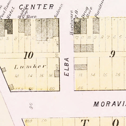 Vintage Map of Prague, Nebraska 1907 -Not available at Minden location-