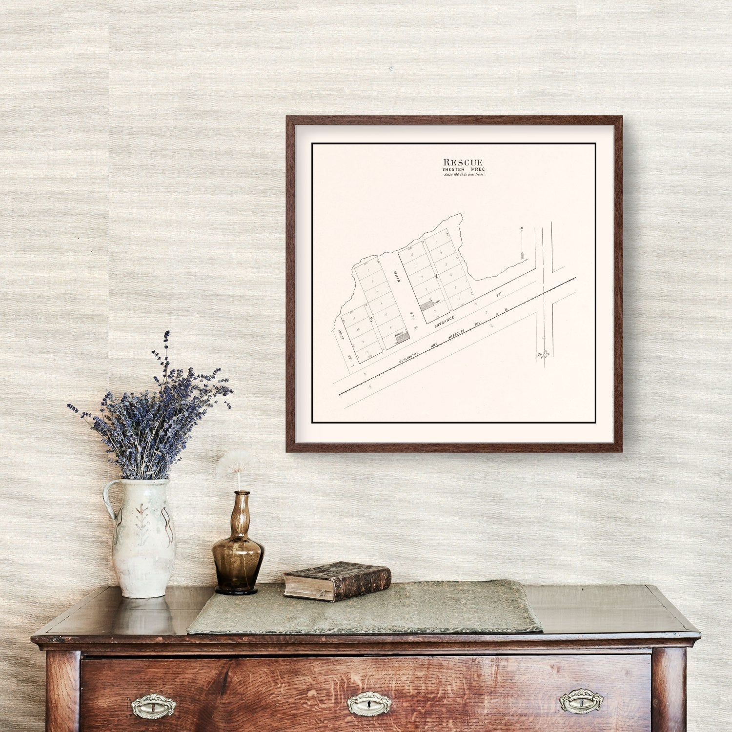 Vintage Map of Rescue, Nebraska 1907 -Not available at Minden location-