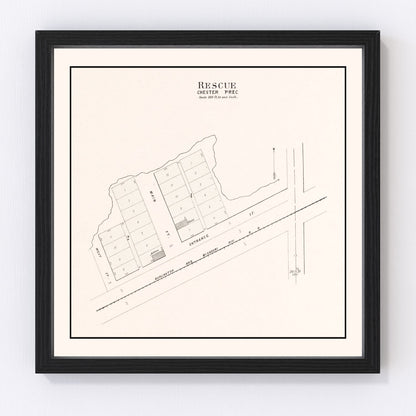 Vintage Map of Rescue, Nebraska 1907 -Not available at Minden location-