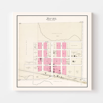 Vintage Map of Malmo, Nebraska 1907 -Not available at Minden location-