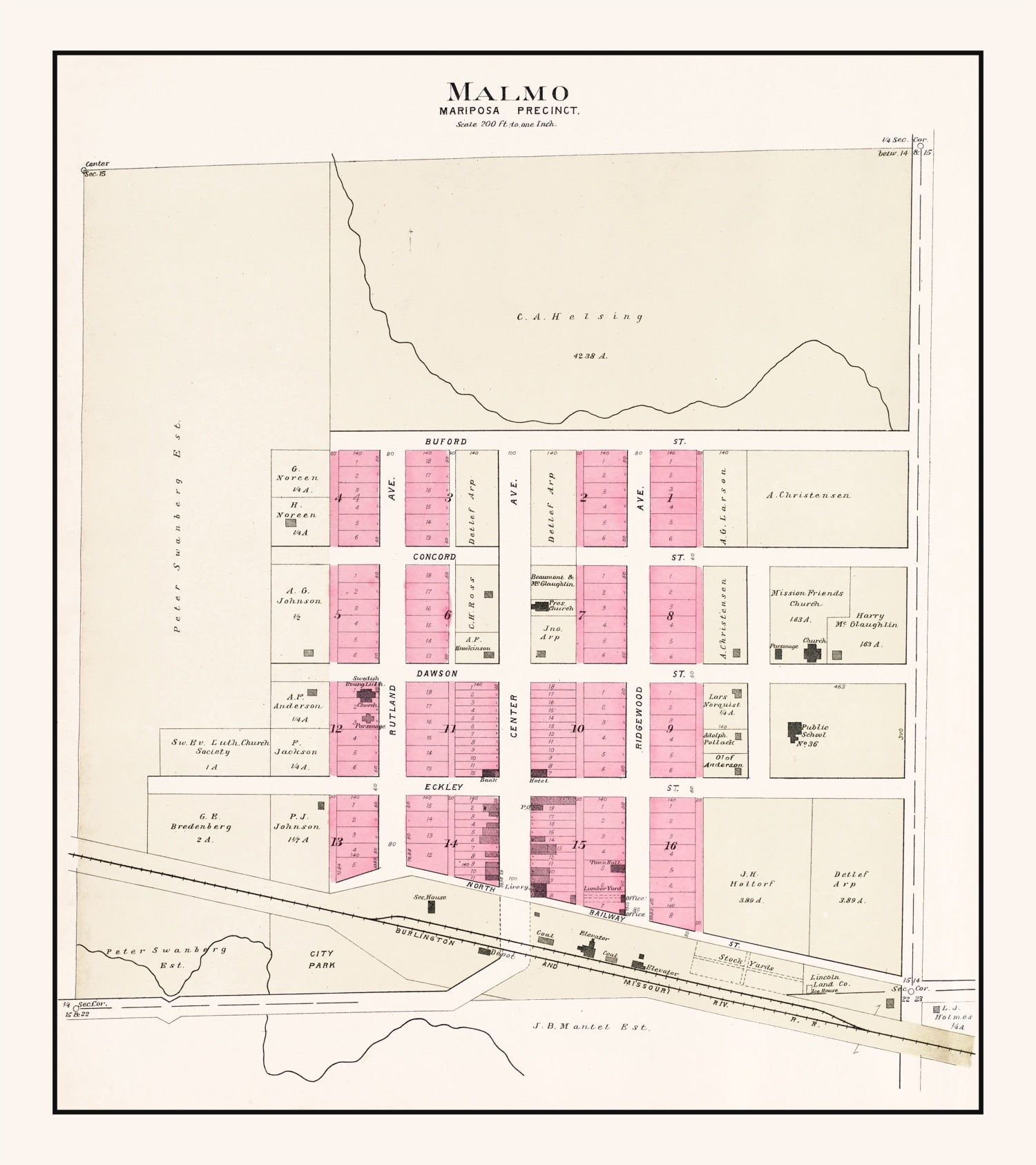 Vintage Map of Malmo, Nebraska 1907 -Not available at Minden location-