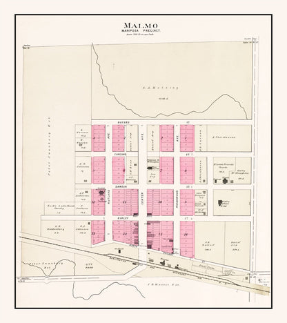 Vintage Map of Malmo, Nebraska 1907 -Not available at Minden location-