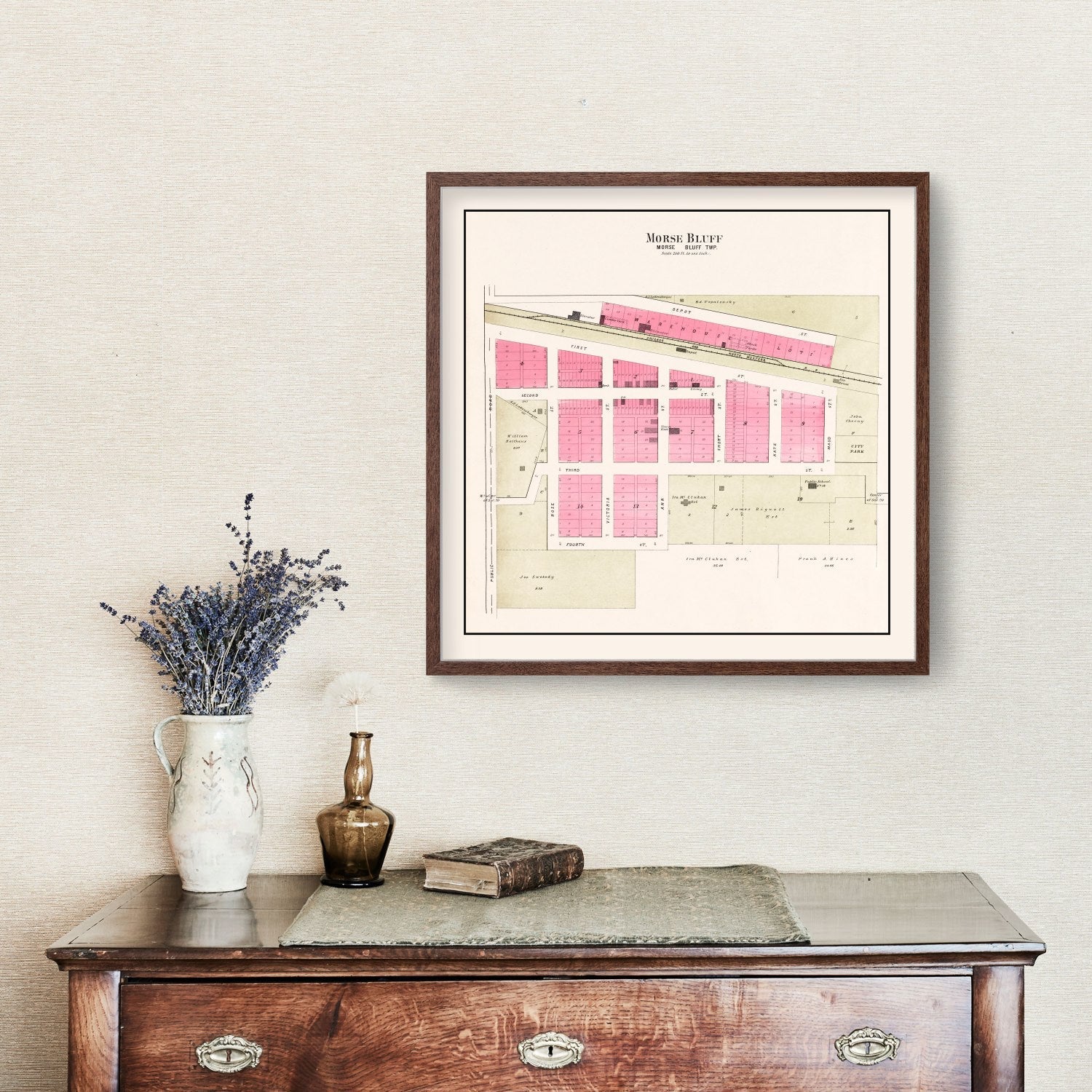 Vintage Map of Morse Bluff, Nebraska 1907 -Not available at Minden location-