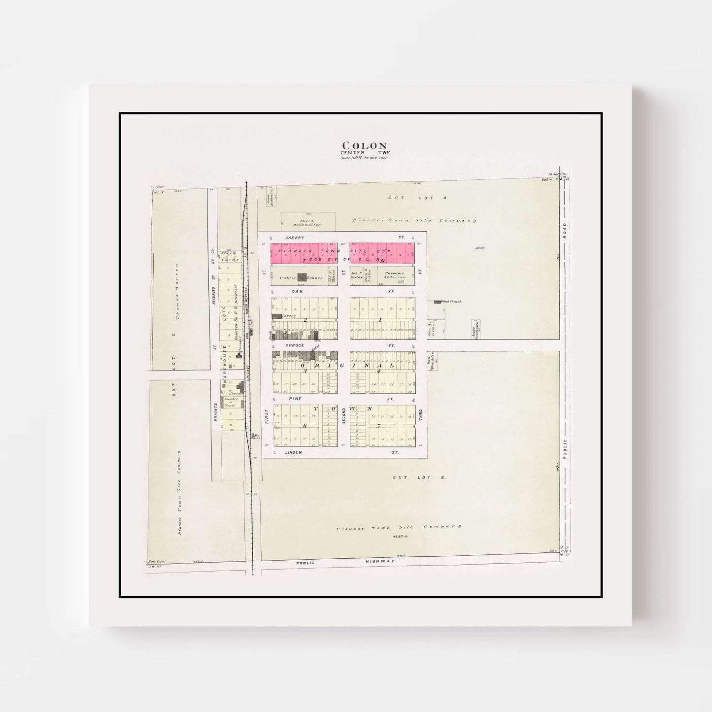 Vintage Map of Colon, Nebraska 1907 -Not available at Minden location-