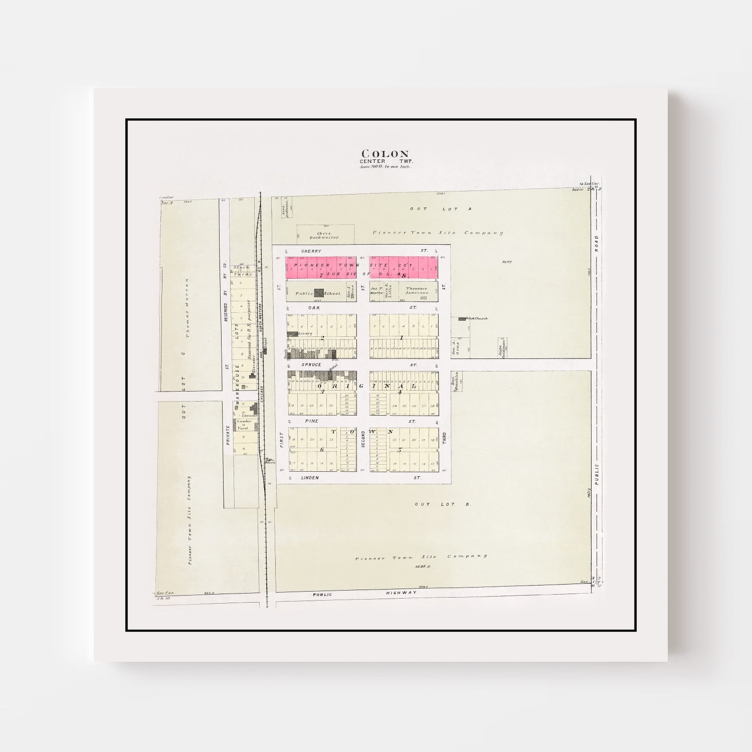 Vintage Map of Colon, Nebraska 1907 -Not available at Minden location-