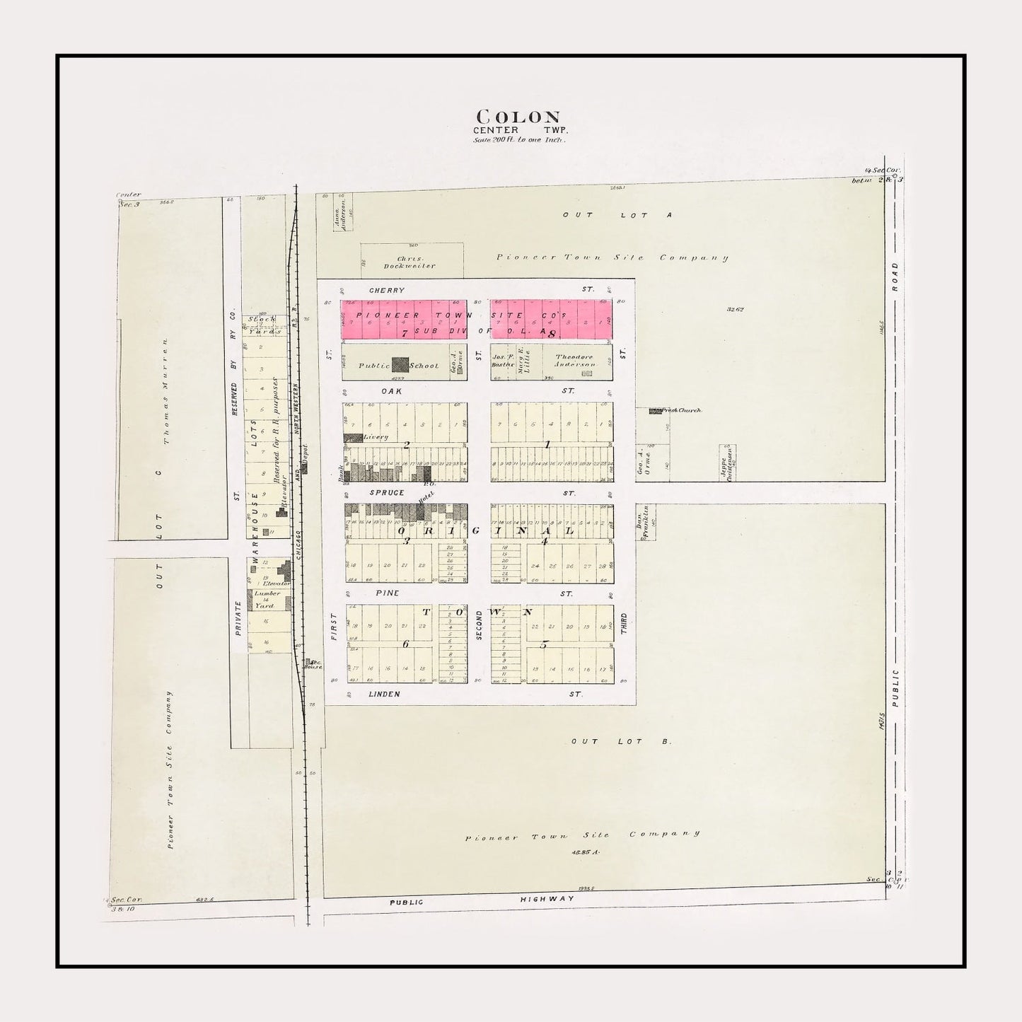 Vintage Map of Colon, Nebraska 1907 -Not available at Minden location-
