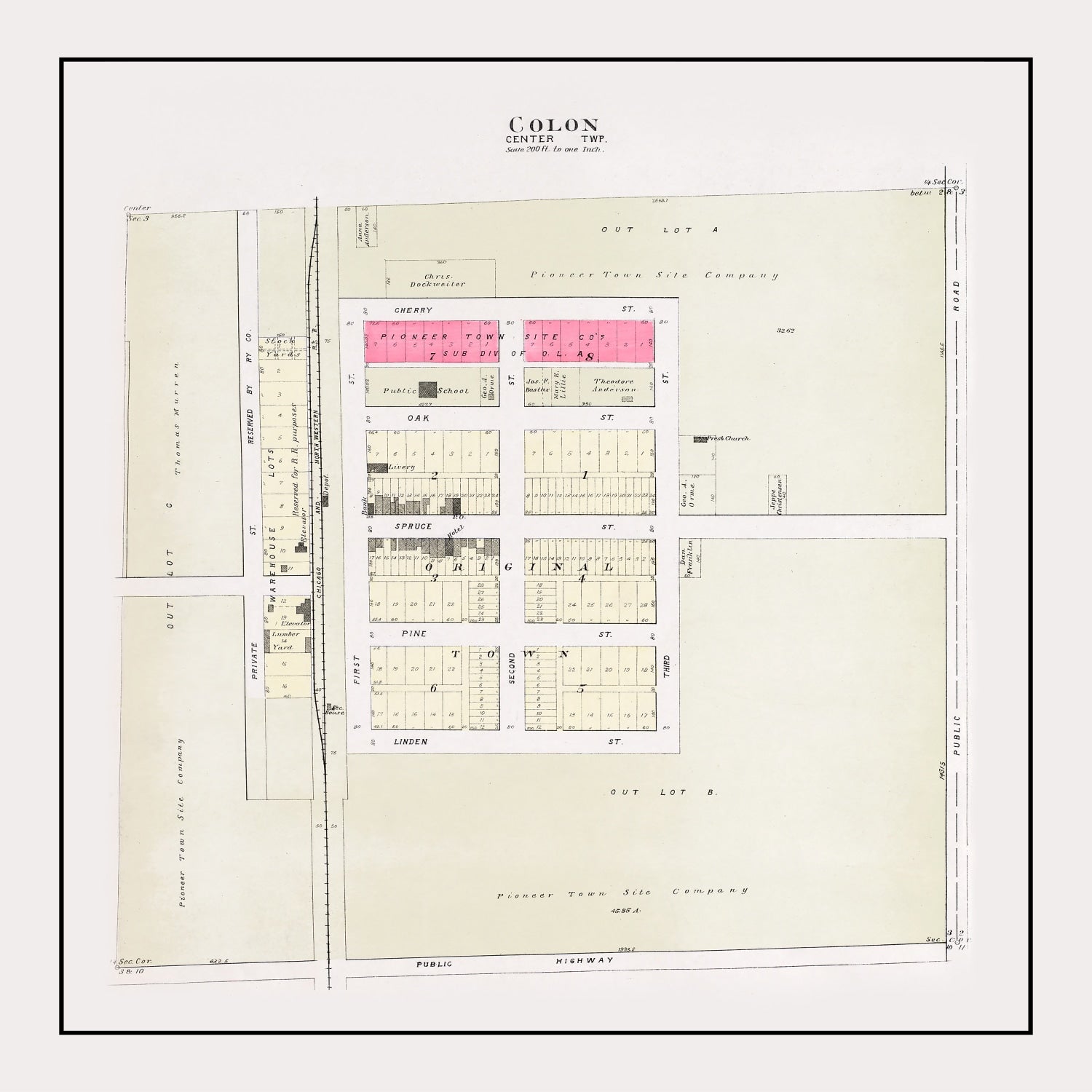Vintage Map of Colon, Nebraska 1907 -Not available at Minden location-