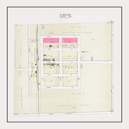 Vintage Map of Colon, Nebraska 1907 -Not available at Minden location-