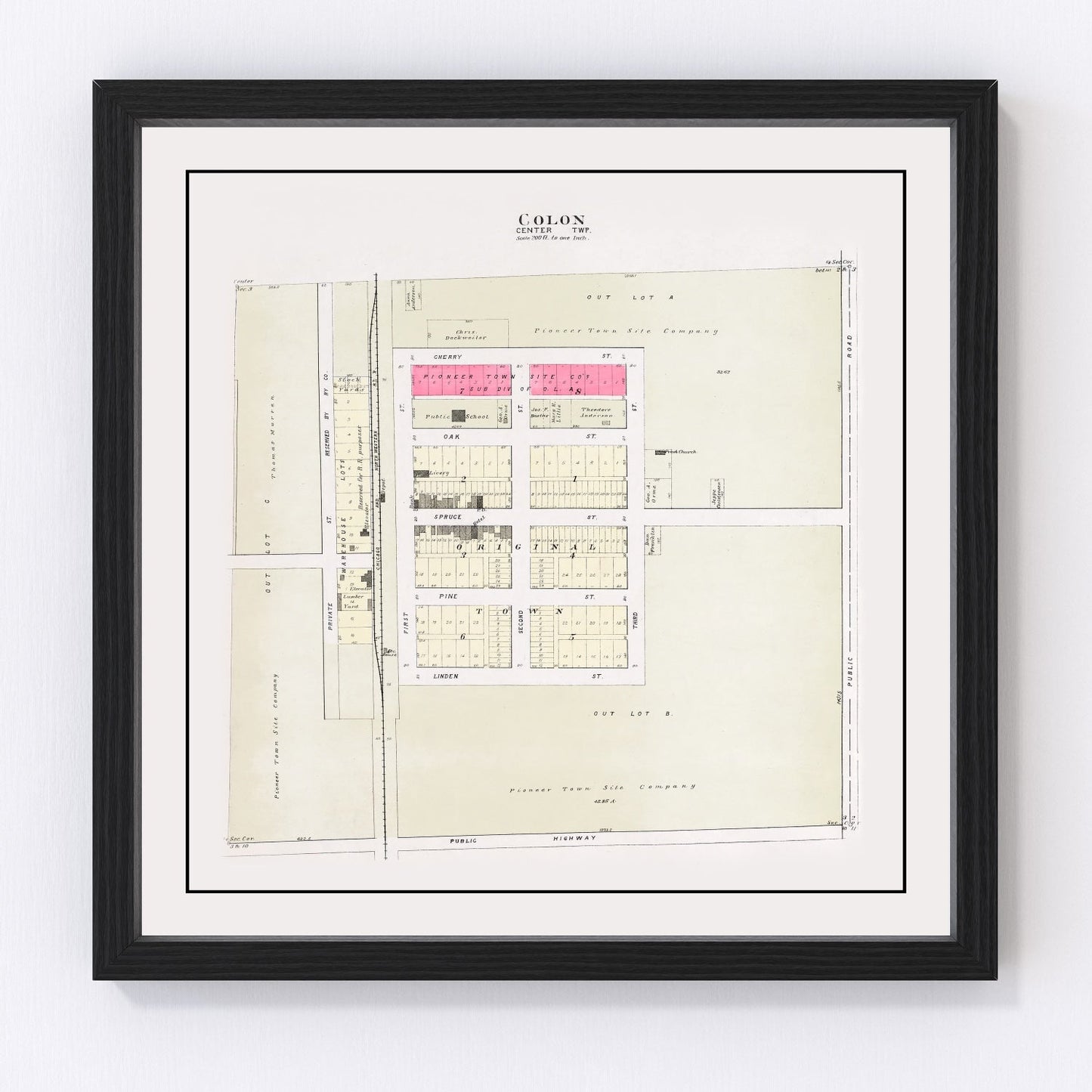 Vintage Map of Colon, Nebraska 1907 -Not available at Minden location-