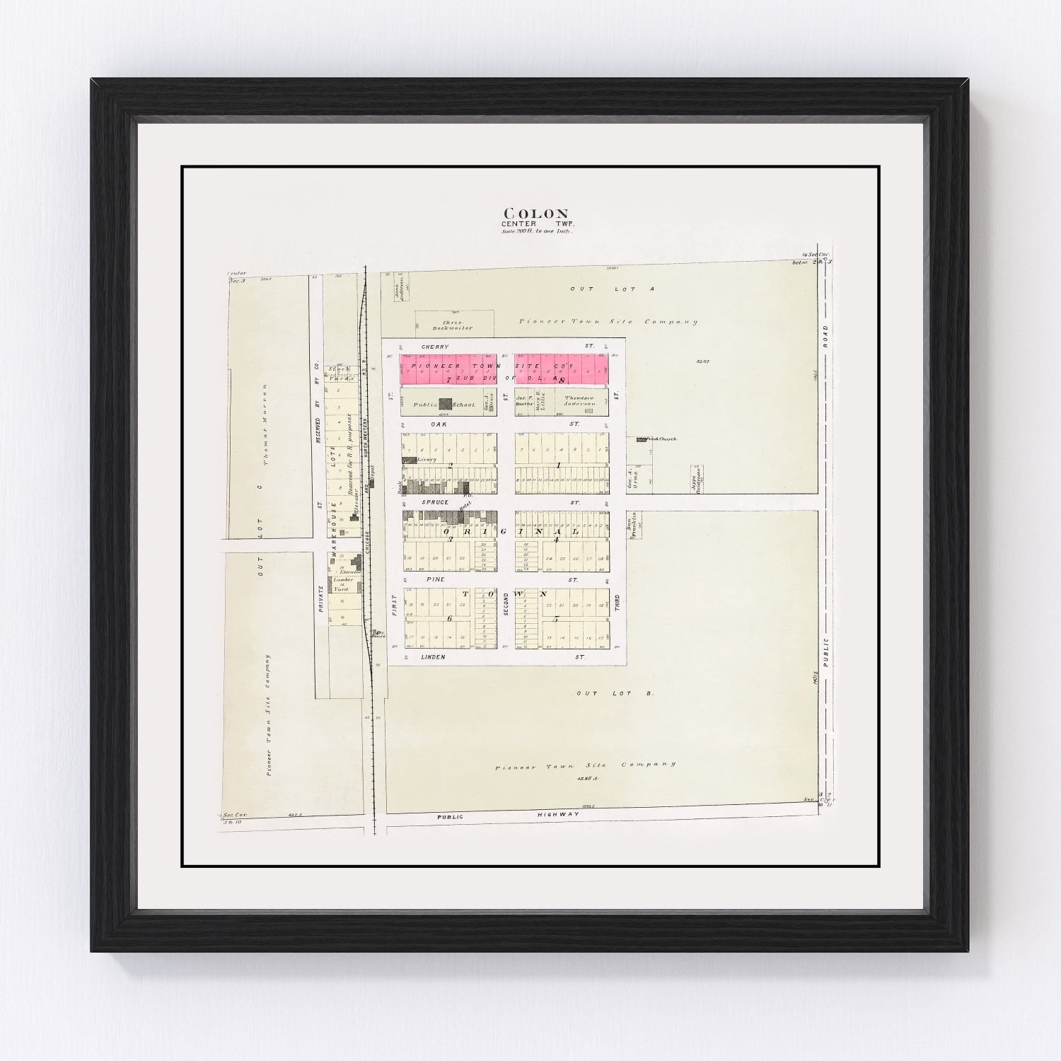 Vintage Map of Colon, Nebraska 1907 -Not available at Minden location-