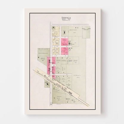 Vintage Map of Ithaca, Nebraska 1907 -Not available at Minden location-