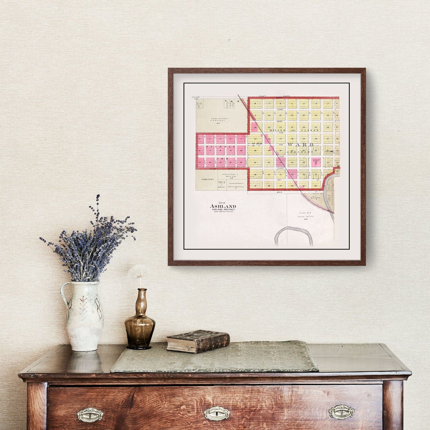 Vintage Map of Ashland, Nebraska 1907 -Not available at Minden location-