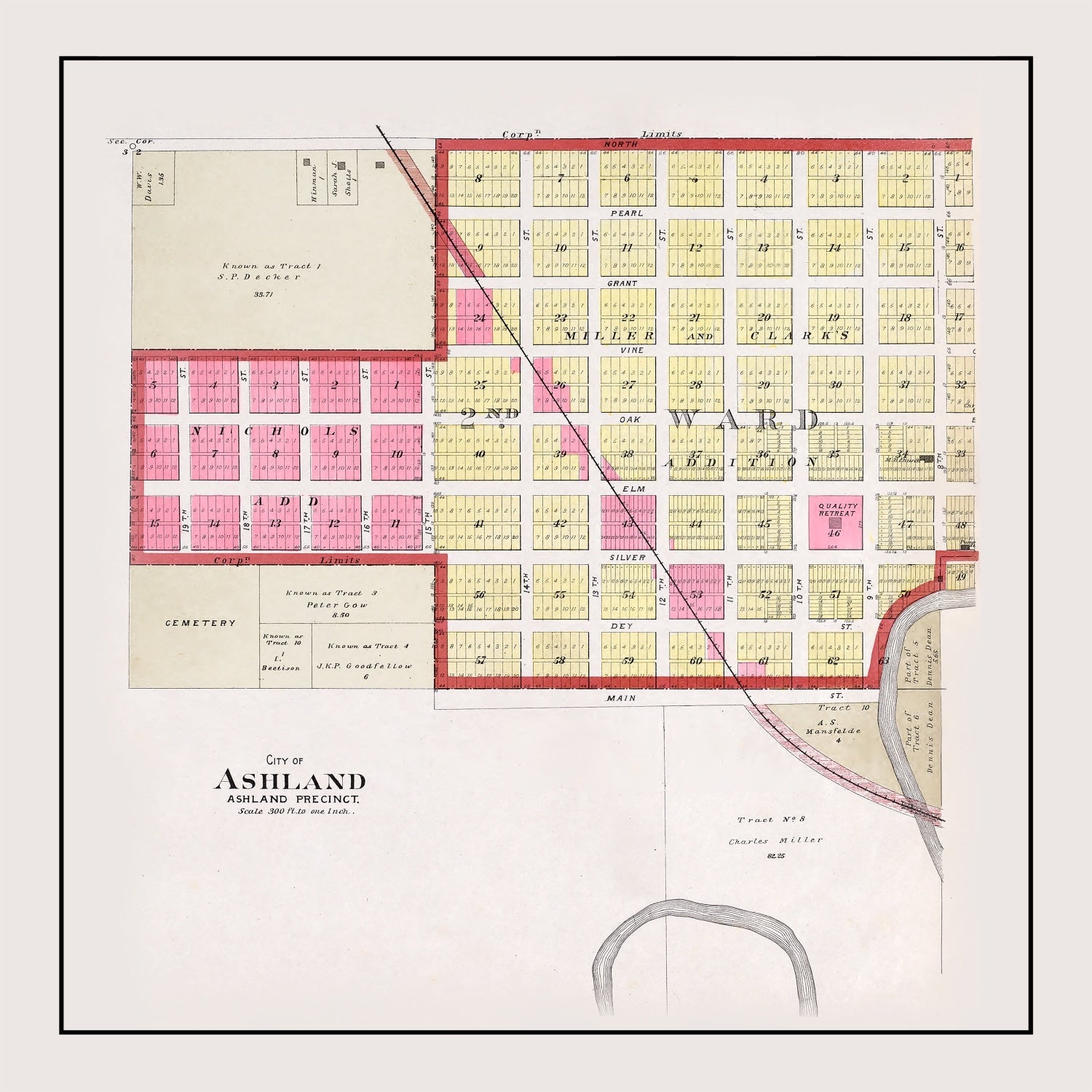 Vintage Map of Ashland, Nebraska 1907 -Not available at Minden location-