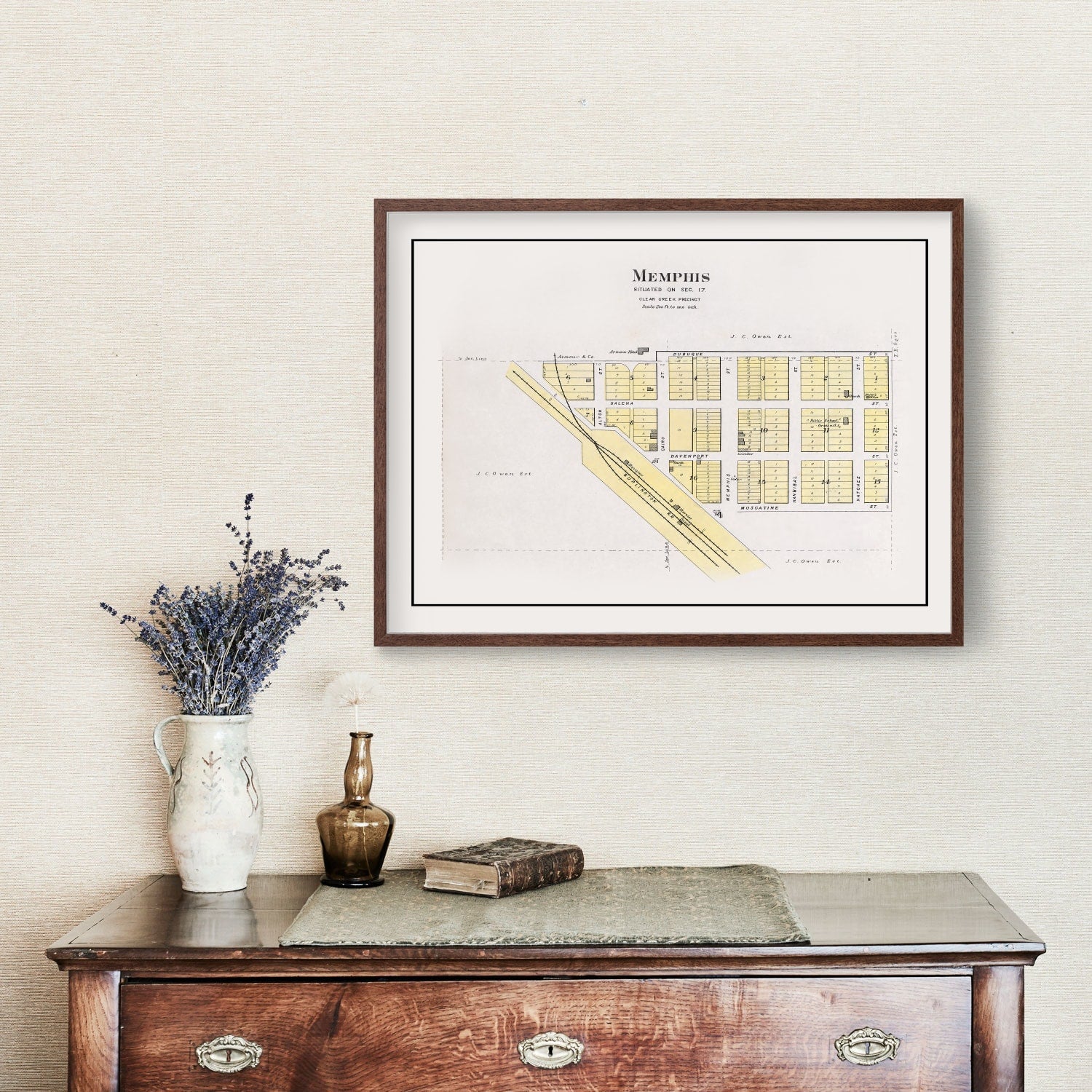 Vintage Map of Memphis, Nebraska 1907 -Not available at Minden location-