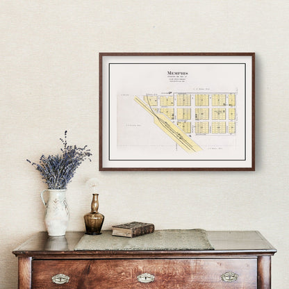 Vintage Map of Memphis, Nebraska 1907 -Not available at Minden location-