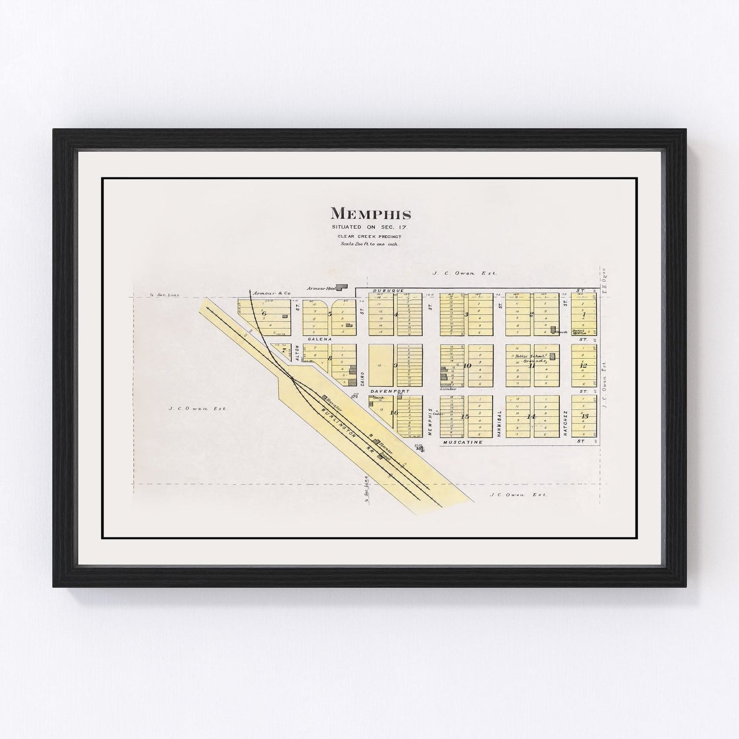 Vintage Map of Memphis, Nebraska 1907 -Not available at Minden location-