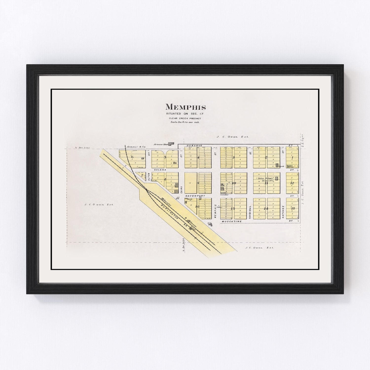 Vintage Map of Memphis, Nebraska 1907 -Not available at Minden location-