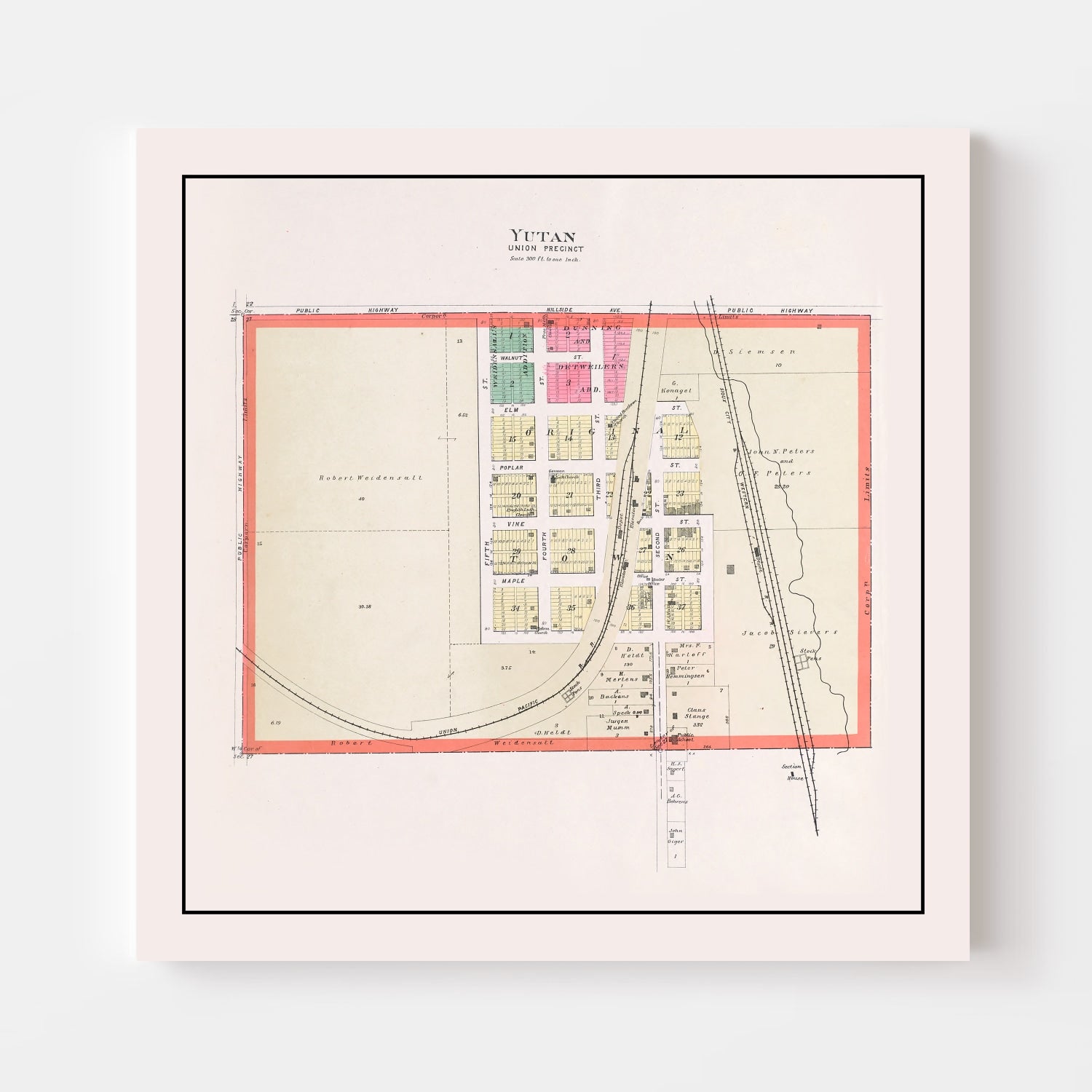 Vintage Map of Yutan, Nebraska 1907 -Not available at Minden location-