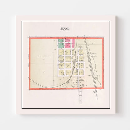 Vintage Map of Yutan, Nebraska 1907 -Not available at Minden location-