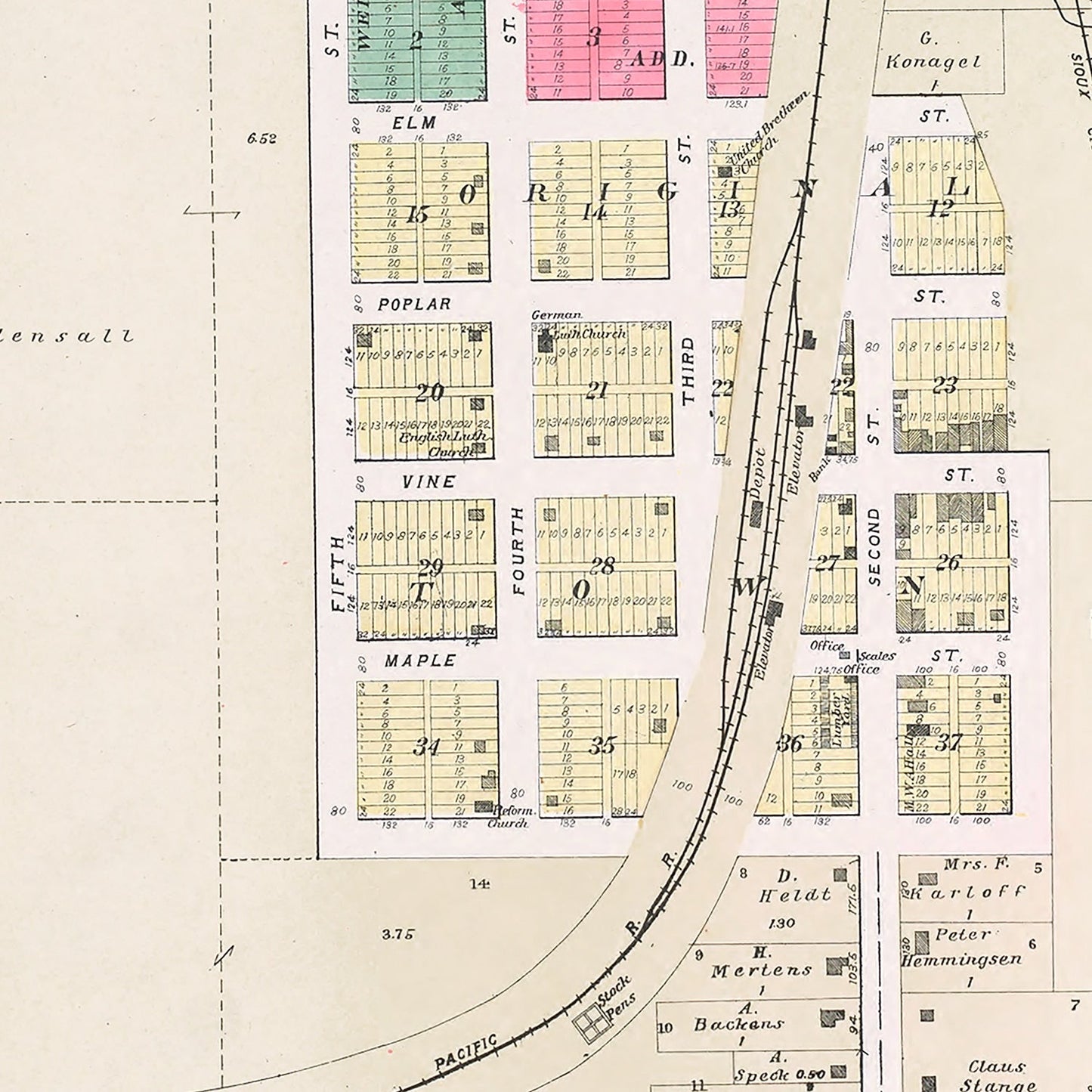 Vintage Map of Yutan, Nebraska 1907 -Not available at Minden location-