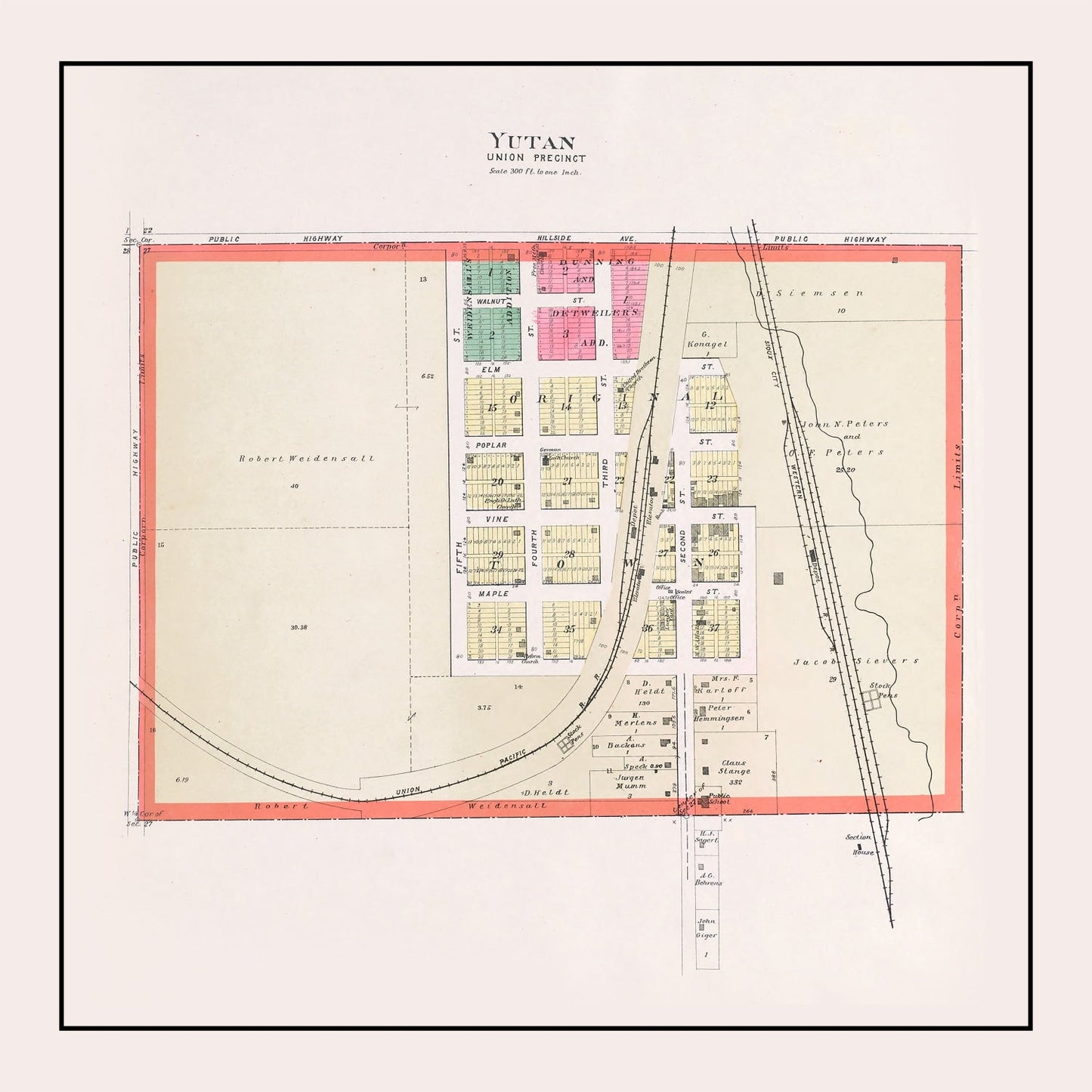 Vintage Map of Yutan, Nebraska 1907 -Not available at Minden location-