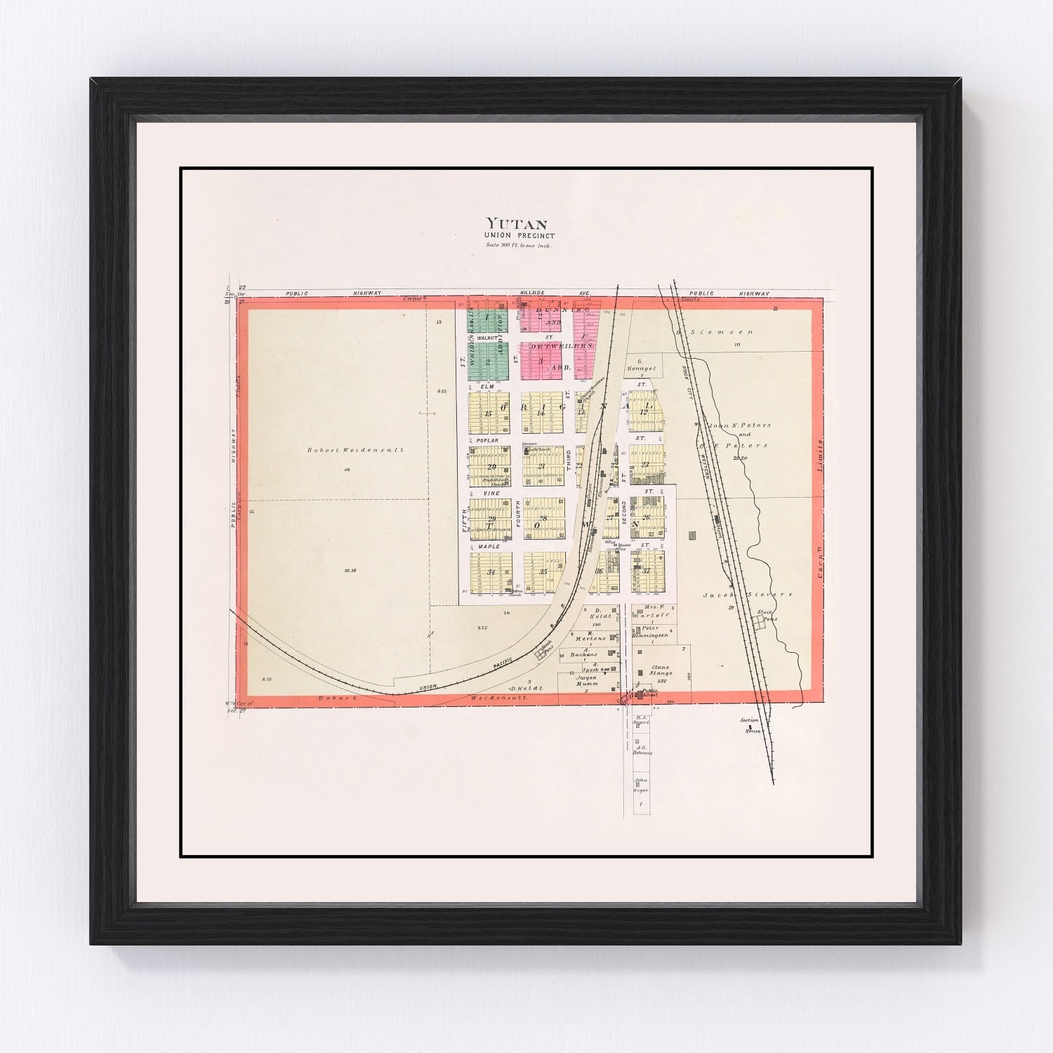 Vintage Map of Yutan, Nebraska 1907 -Not available at Minden location-