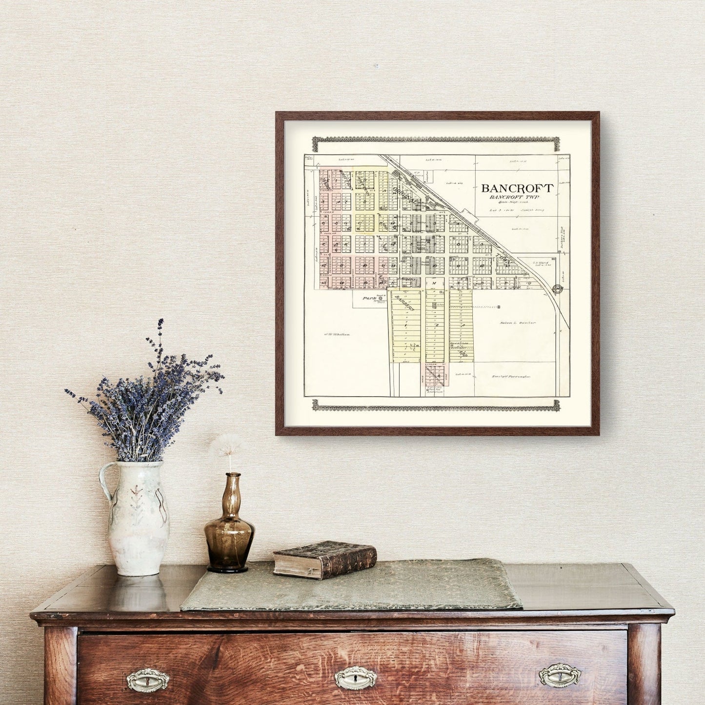 Vintage Map of Bancroft, Nebraska 1908 -Not available at Minden location-