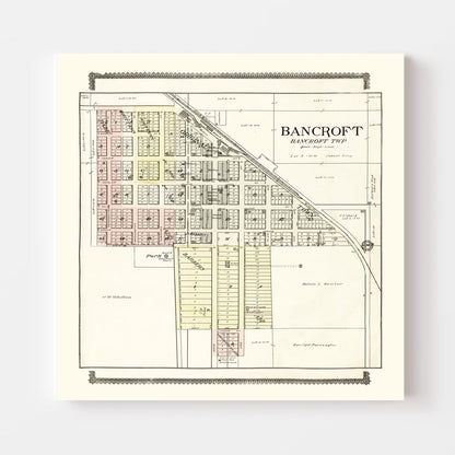 Vintage Map of Bancroft, Nebraska 1908 -Not available at Minden location-