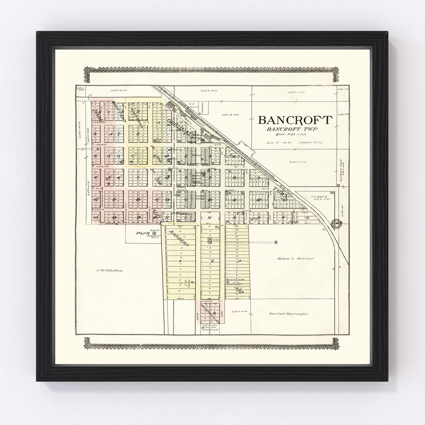 Vintage Map of Bancroft, Nebraska 1908 -Not available at Minden location-