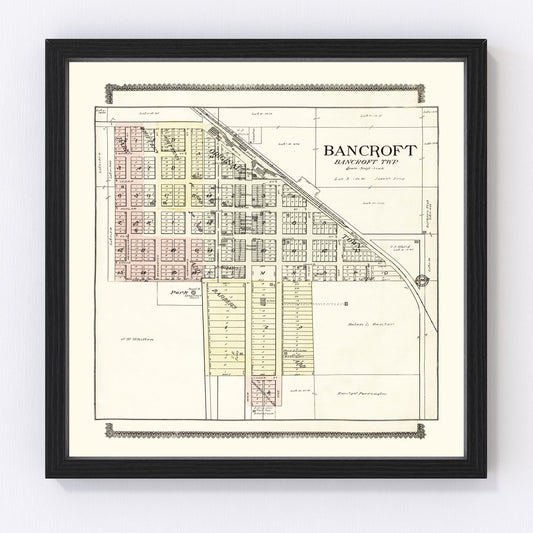 Vintage Map of Bancroft, Nebraska 1908 -Not available at Minden location-