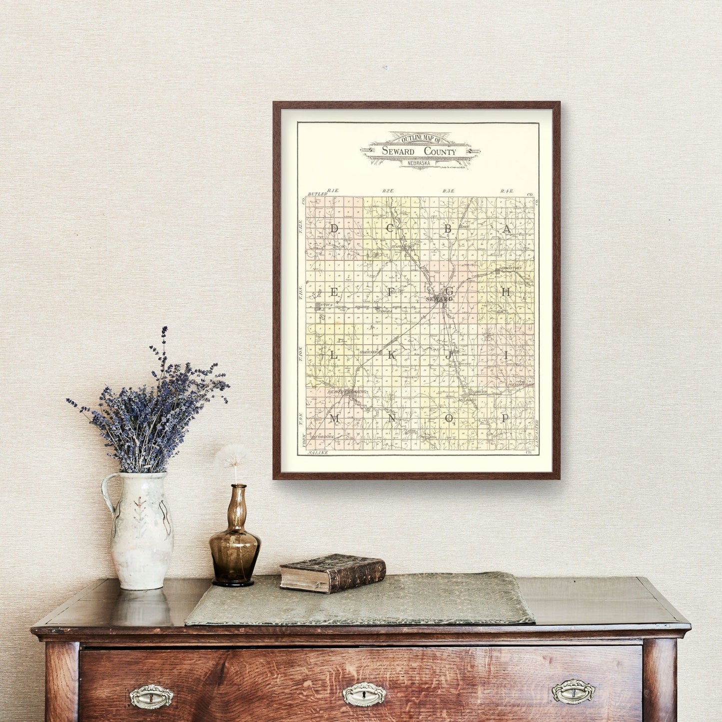 Vintage Map of Seward County, Nebraska 1908 -Not available at Minden location-
