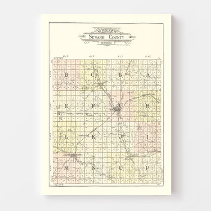 Vintage Map of Seward County, Nebraska 1908 -Not available at Minden location-