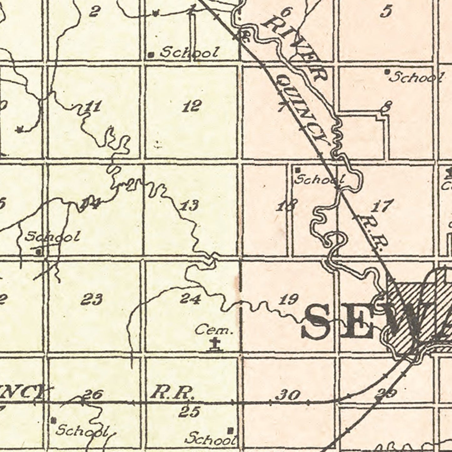 Vintage Map of Seward County, Nebraska 1908 -Not available at Minden location-