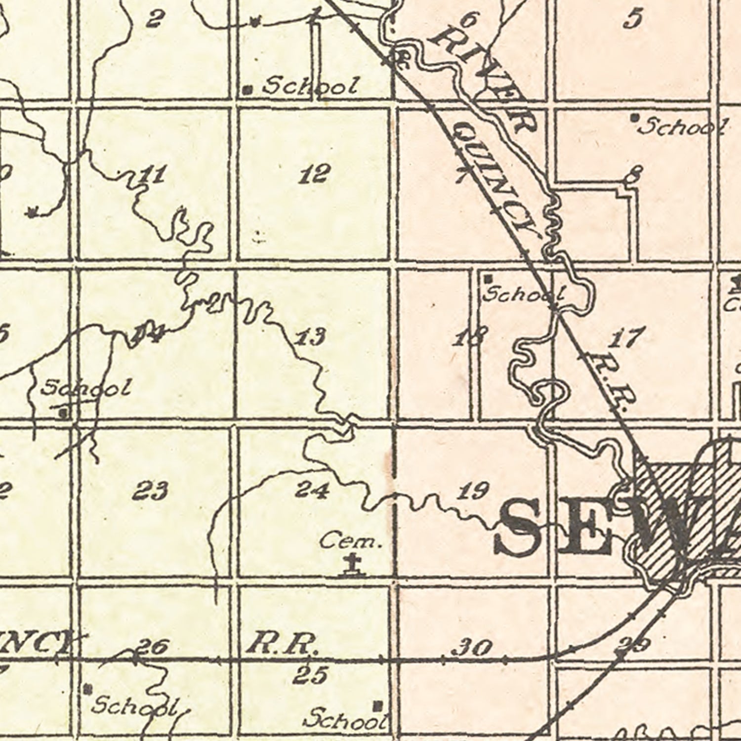 Vintage Map of Seward County, Nebraska 1908 -Not available at Minden location-