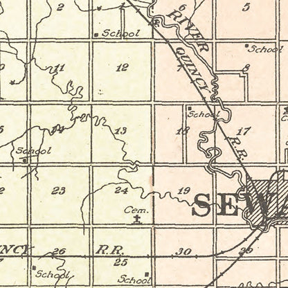 Vintage Map of Seward County, Nebraska 1908 -Not available at Minden location-